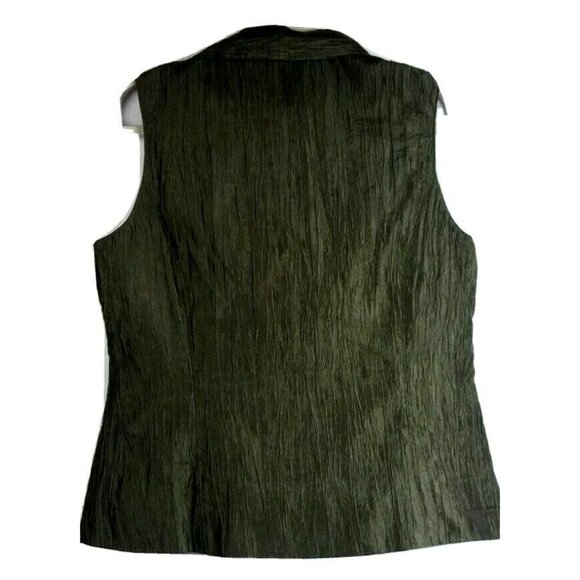 Green Lightweight Vest Top Full Zip Weekends by Chicos 1 Med Crepe Layering Fall - Picture 2 of 7